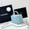 Chanel Vanity Case with Handle – Quilted Lambskin Chain Bag (Blue)