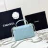 Chanel Vanity Case with Handle – Quilted Lambskin Chain Bag (Blue)