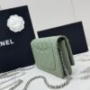 sy_no_A9EC87F09DFE8D767A5EF0908121ADEF_1 Green Quilted Textured Calfskin WOC Chain Wallet