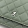 sy_no_A9EC87F09DFE8D767A5EF0908121ADEF_4 Green Quilted Textured Calfskin WOC Chain Wallet