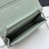 sy_no_A9EC87F09DFE8D767A5EF0908121ADEF_6 Green Quilted Textured Calfskin WOC Chain Wallet