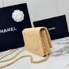 sy_no_AA1B64032D52D6CEB2340086874F838C_1 Light Beige Apricot Quilted Textured Calfskin WOC Chain Wallet