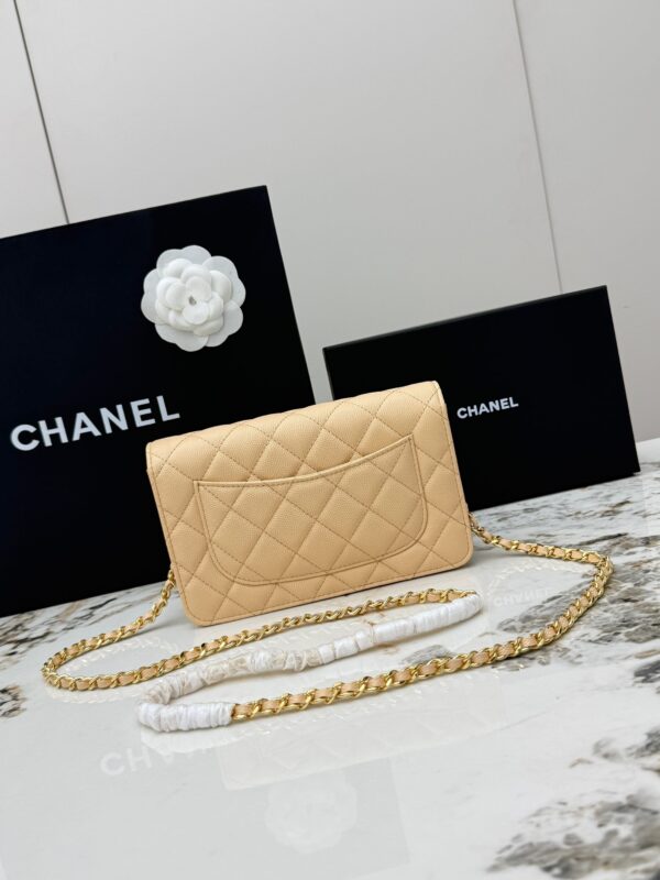 sy_no_AA1B64032D52D6CEB2340086874F838C_2 Light Beige Apricot Quilted Textured Calfskin WOC Chain Wallet