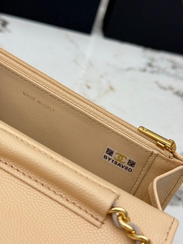 sy_no_AA1B64032D52D6CEB2340086874F838C_7 Light Beige Apricot Quilted Textured Calfskin WOC Chain Wallet