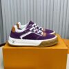 sy_no_AA3AD4D49832A4B1D0B0F43CB92B1ECA_0 Louis Vuitton LV Checker Purple Suede & Tan Leather Retro Sneakers