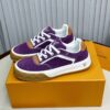 sy_no_AA3AD4D49832A4B1D0B0F43CB92B1ECA_4 Louis Vuitton LV Checker Purple Suede & Tan Leather Retro Sneakers