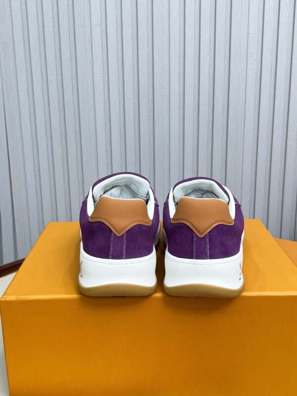 sy_no_AA3AD4D49832A4B1D0B0F43CB92B1ECA_5 Louis Vuitton LV Checker Purple Suede & Tan Leather Retro Sneakers