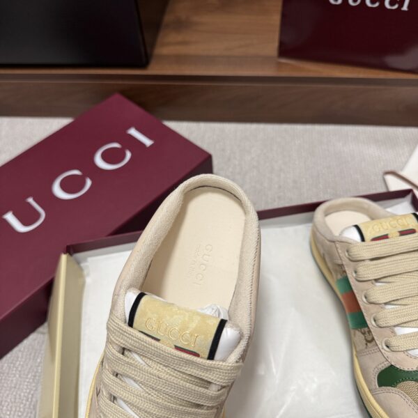 sy_no_AA7EA031AF57B1F32AB5C651DD07542E_7 Gucci Screener Beige GG Canvas Suede Backless Sneaker / Mule
