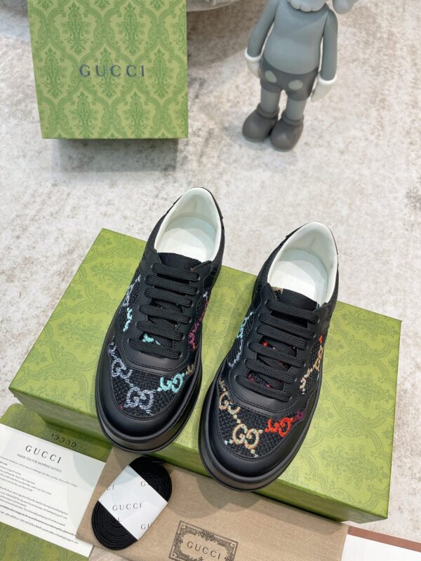 Black Multicolor Jacquard Low-Top Retro Sneakers