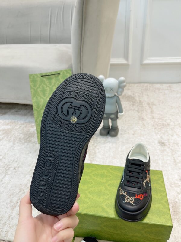 Black Multicolor Jacquard Low-Top Retro Sneakers