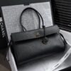 Black Medium Baguette-Style Textured Leather Bag