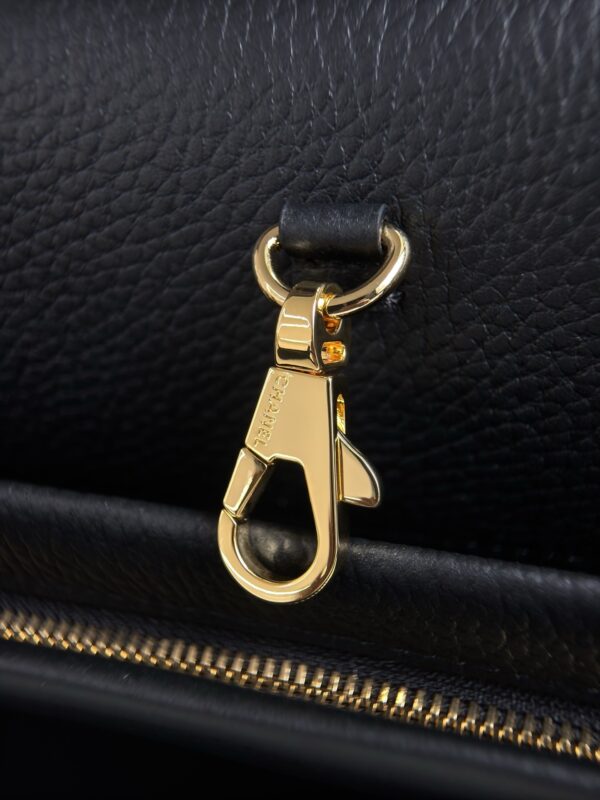 Black Medium Baguette-Style Textured Leather Bag