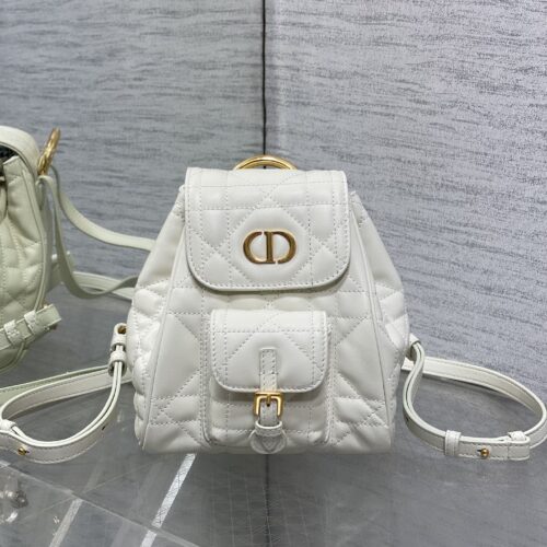 Dior Women's Medium Caro Backpack – Milk-colored Lambskin with Gold-tone CD Logo (2025 New Model)