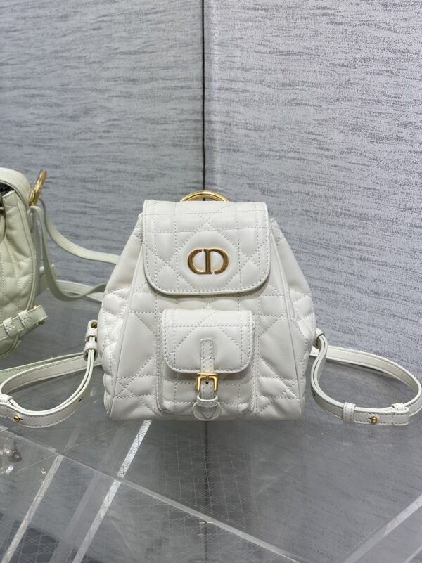 Dior Women's Medium Caro Backpack – Milk-colored Lambskin with Gold-tone CD Logo (2025 New Model)