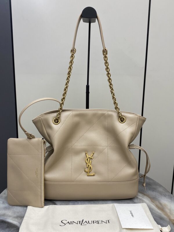 Jamie 4.3 Small Pochon Hobo Tote – Beige Lambskin & Antique Gold