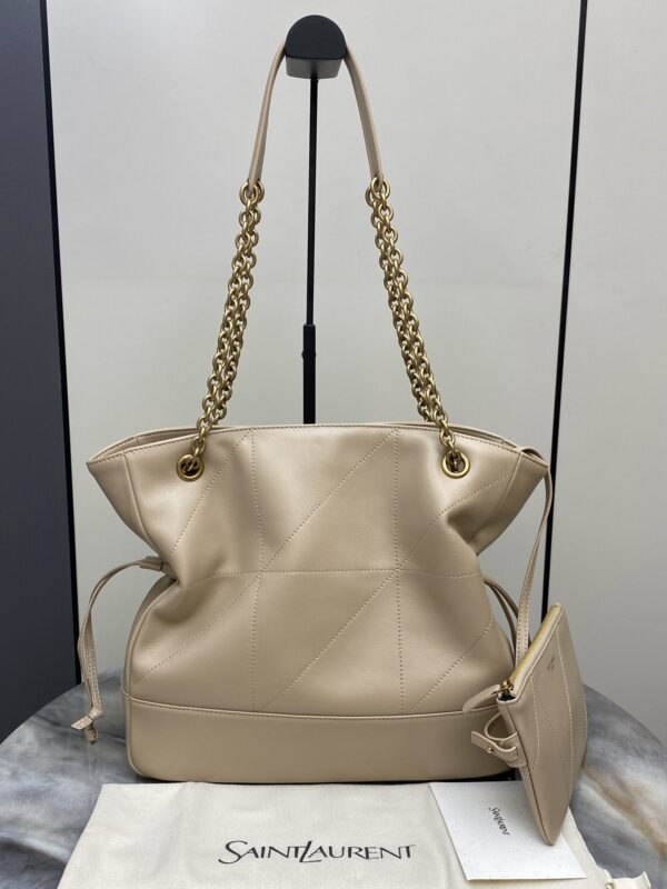 Jamie 4.3 Small Pochon Hobo Tote – Beige Lambskin & Antique Gold