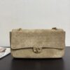 Sand Gold / Khaki Beige Suede Classic Flap Bag