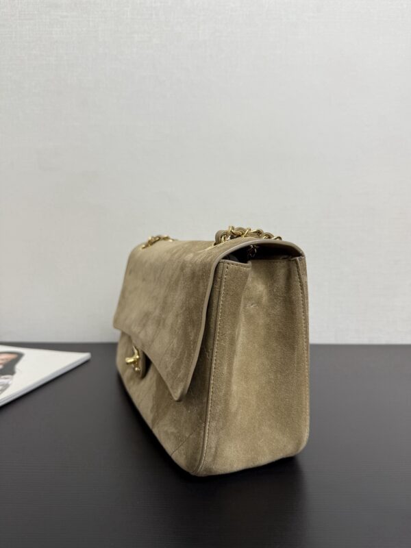Sand Gold / Khaki Beige Suede Classic Flap Bag