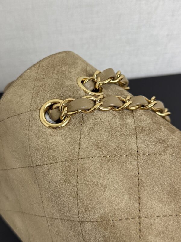 Sand Gold / Khaki Beige Suede Classic Flap Bag