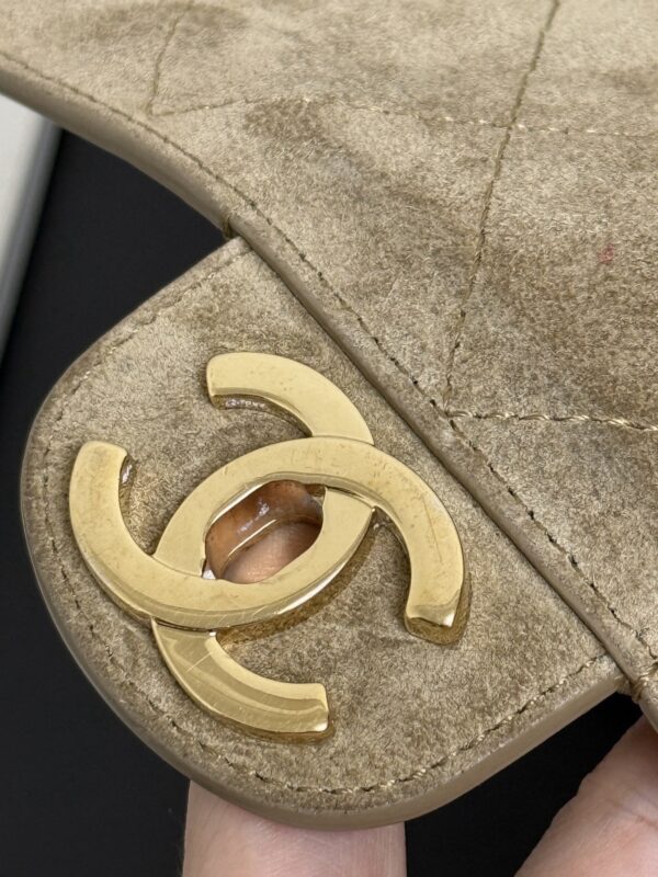 Sand Gold / Khaki Beige Suede Classic Flap Bag