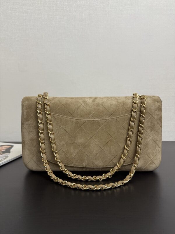 Sand Gold / Khaki Beige Suede Classic Flap Bag