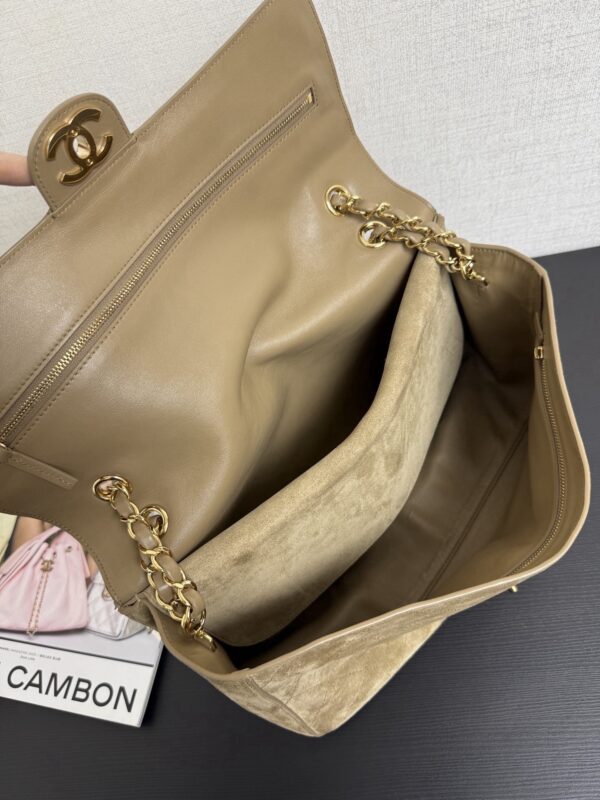 Sand Gold / Khaki Beige Suede Classic Flap Bag