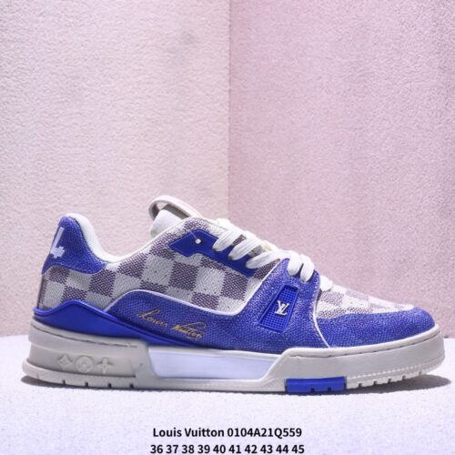 Louis Vuitton LV Trainer Blue & White Damier Retro Sneakers