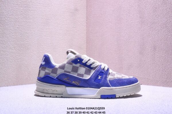 Louis Vuitton LV Trainer Blue & White Damier Retro Sneakers