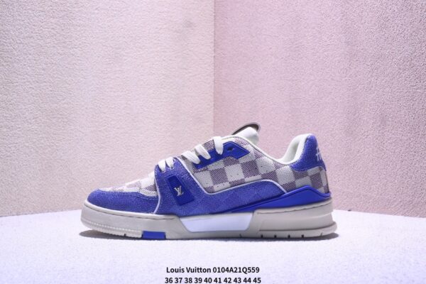 Louis Vuitton LV Trainer Blue & White Damier Retro Sneakers