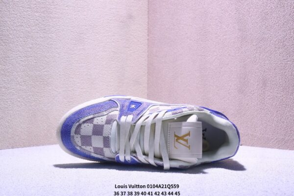 Louis Vuitton LV Trainer Blue & White Damier Retro Sneakers