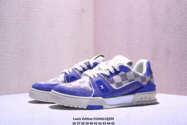 Louis Vuitton LV Trainer Blue & White Damier Retro Sneakers