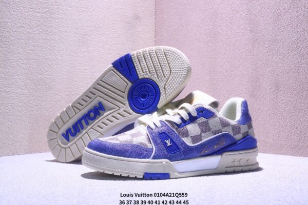 Louis Vuitton LV Trainer Blue & White Damier Retro Sneakers