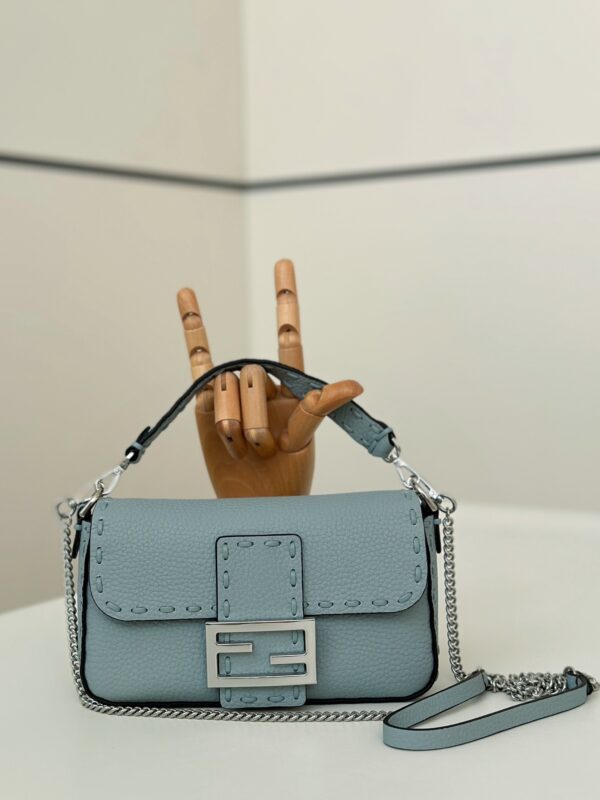 Fendi Baguette Selleria Hand-Stitched Bag – Light Blue