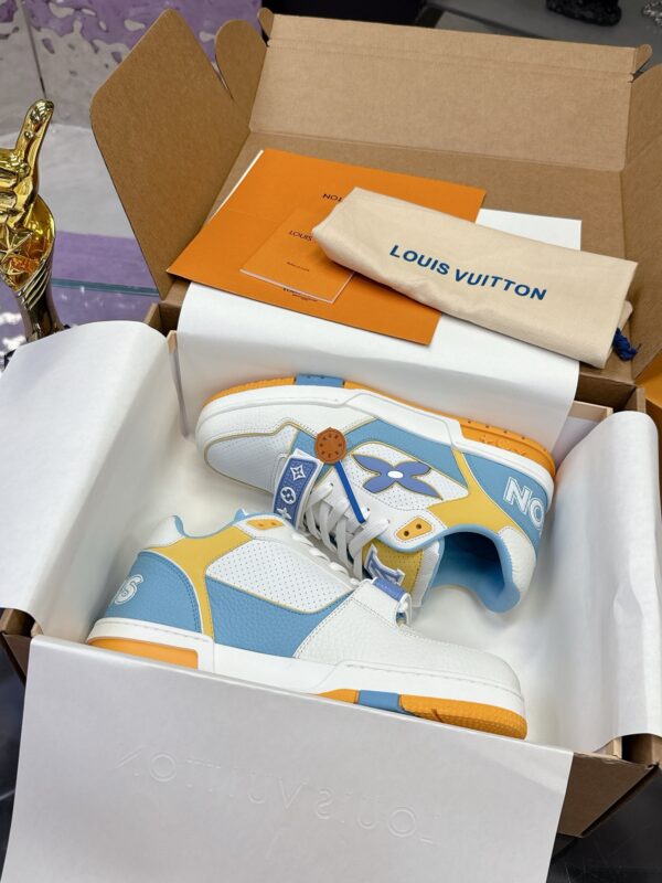 sy_no_AF584BD13CB9A5E817AED2616050512A_0 Louis Vuitton LV Trainer Strap White, Sky Blue & Yellow Retro Sneakers