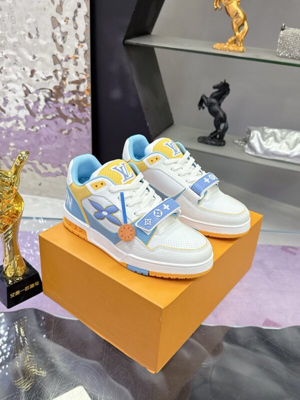 sy_no_AF584BD13CB9A5E817AED2616050512A_1 Louis Vuitton LV Trainer Strap White, Sky Blue & Yellow Retro Sneakers