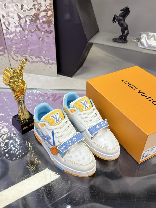 sy_no_AF584BD13CB9A5E817AED2616050512A_4 Louis Vuitton LV Trainer Strap White, Sky Blue & Yellow Retro Sneakers