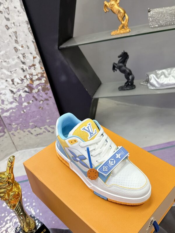 sy_no_AF584BD13CB9A5E817AED2616050512A_5 Louis Vuitton LV Trainer Strap White, Sky Blue & Yellow Retro Sneakers