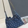 Chanel Blue Washed Denim Quilted Double-C Pendant Drawstring Hobo Bag