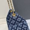 Chanel Blue Washed Denim Quilted Double-C Pendant Drawstring Hobo Bag