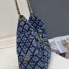Chanel Blue Washed Denim Quilted Double-C Pendant Drawstring Hobo Bag