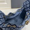 Chanel Blue Washed Denim Quilted Double-C Pendant Drawstring Hobo Bag