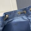 Chanel Blue Washed Denim Quilted Double-C Pendant Drawstring Hobo Bag