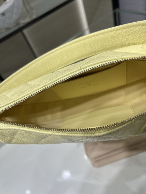 Light Yellow Crescent Leather Shoulder Bag