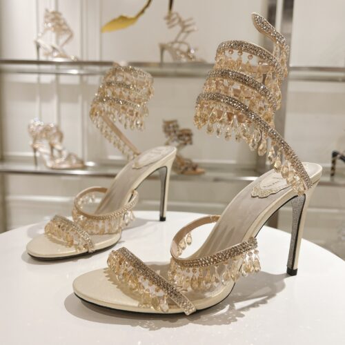 sy_no_B0CE9373C1D147F267B137FA3963FCAC_0 Champagne Gold Crystal Chandelier Spiral High-Heel Sandals