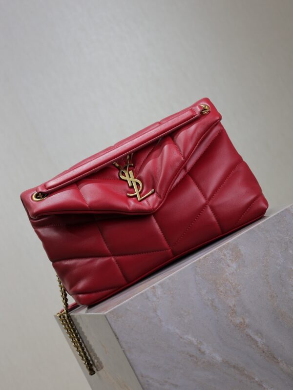 YSL Loulou 29cm Quilted Chain Bag – Red Lambskin