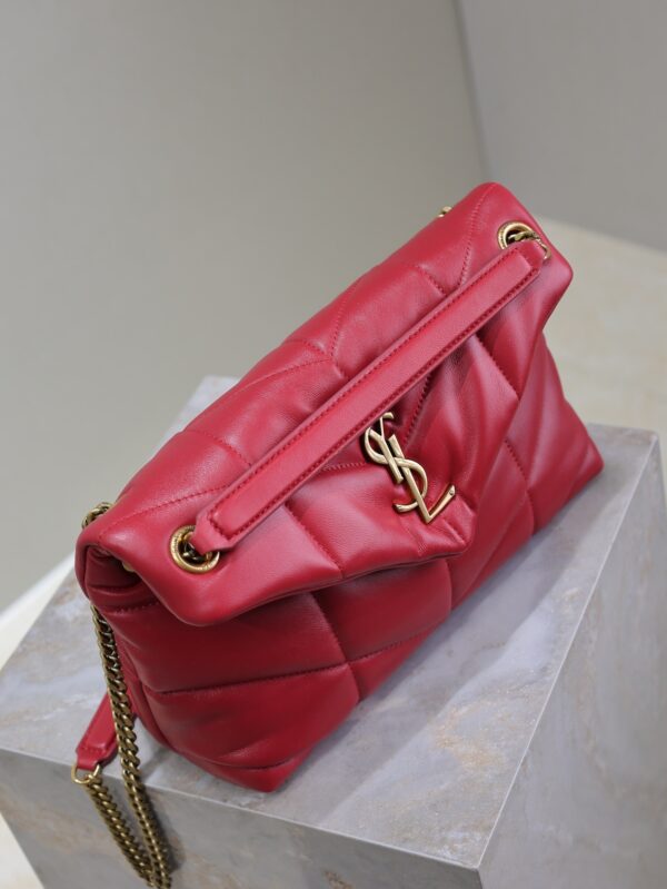 YSL Loulou 29cm Quilted Chain Bag – Red Lambskin
