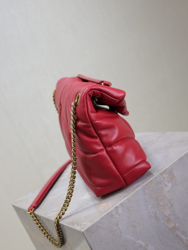 YSL Loulou 29cm Quilted Chain Bag – Red Lambskin