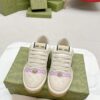 Gucci Screener GG Canvas & Beige Suede Sneaker with Lavender Accents & Green/Orange Web