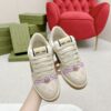 Gucci Screener GG Canvas & Beige Suede Sneaker with Lavender Accents & Green/Orange Web
