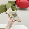 Gucci Screener GG Canvas & Beige Suede Sneaker with Lavender Accents & Green/Orange Web